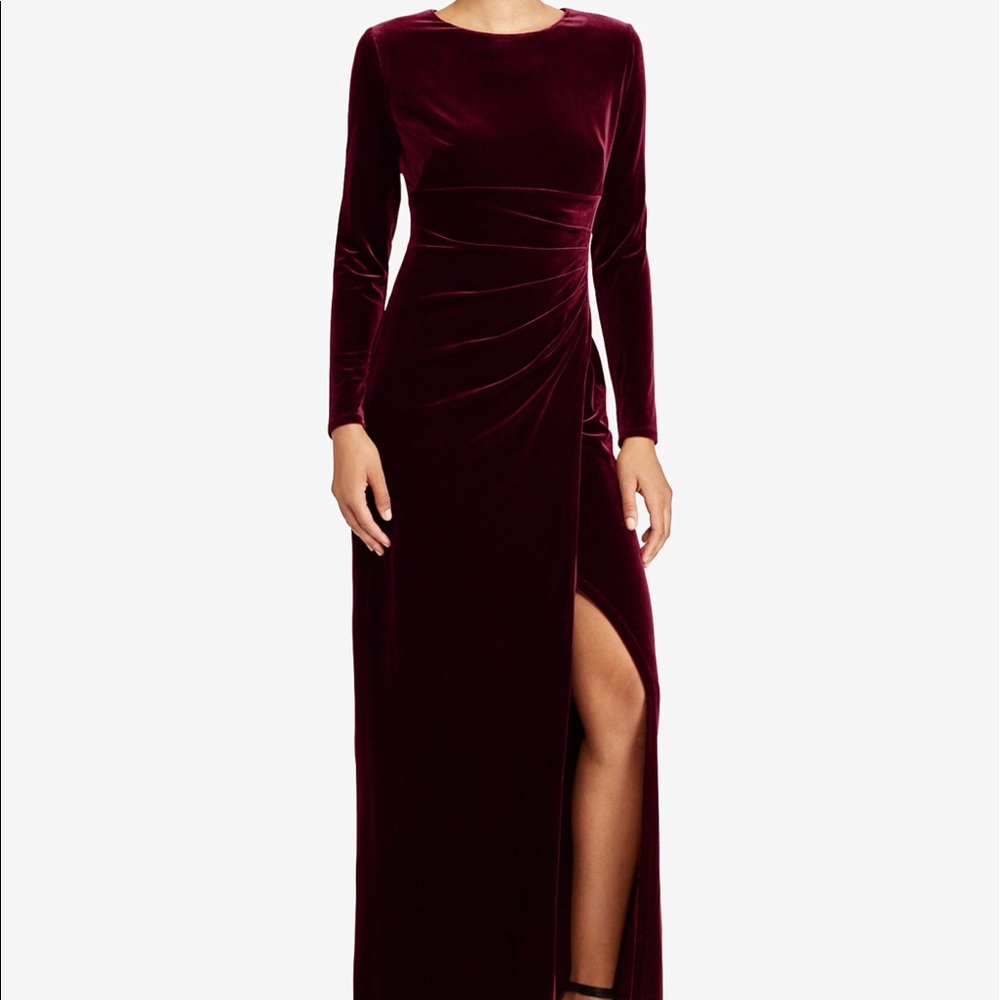 Burgundy Velvet Long Dress